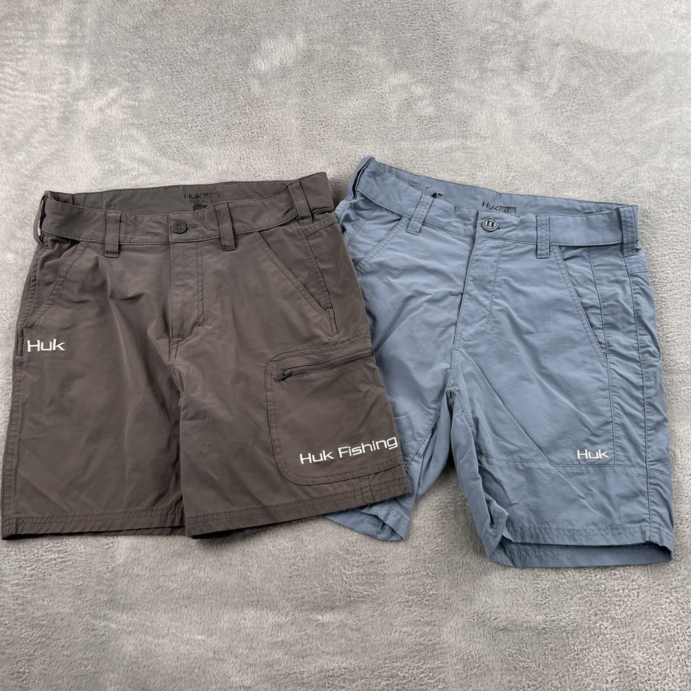 Huk Performance Fishing Shorts Lot of 2 S Gray Blue Men Outdoor Hiking Quick Dry